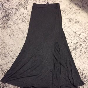 Gray maxi skirt with side slit